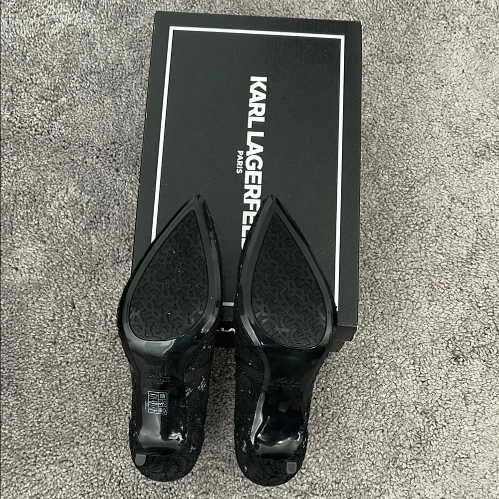Karl Lagerfeld Black Lace Women's Shoes - Picture 4 of 6
